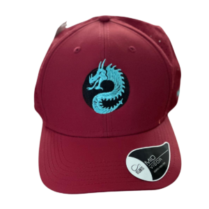 Gorra “No pain, no gain”, vino tinto y turquesa